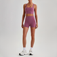 Wholesale Cross-Back Sports Bra & High-Waist Biker Shorts Set – Naked-Feel Quick-Dry Yoga 2-Piece