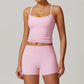 Cross Back-Yoga-Tanktop + hoch taillierte Shorts 2-teilige Set
