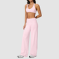 Wholesale Seam-Detail Sports Bra & Fold-up High-Waist Flare Leggings Set