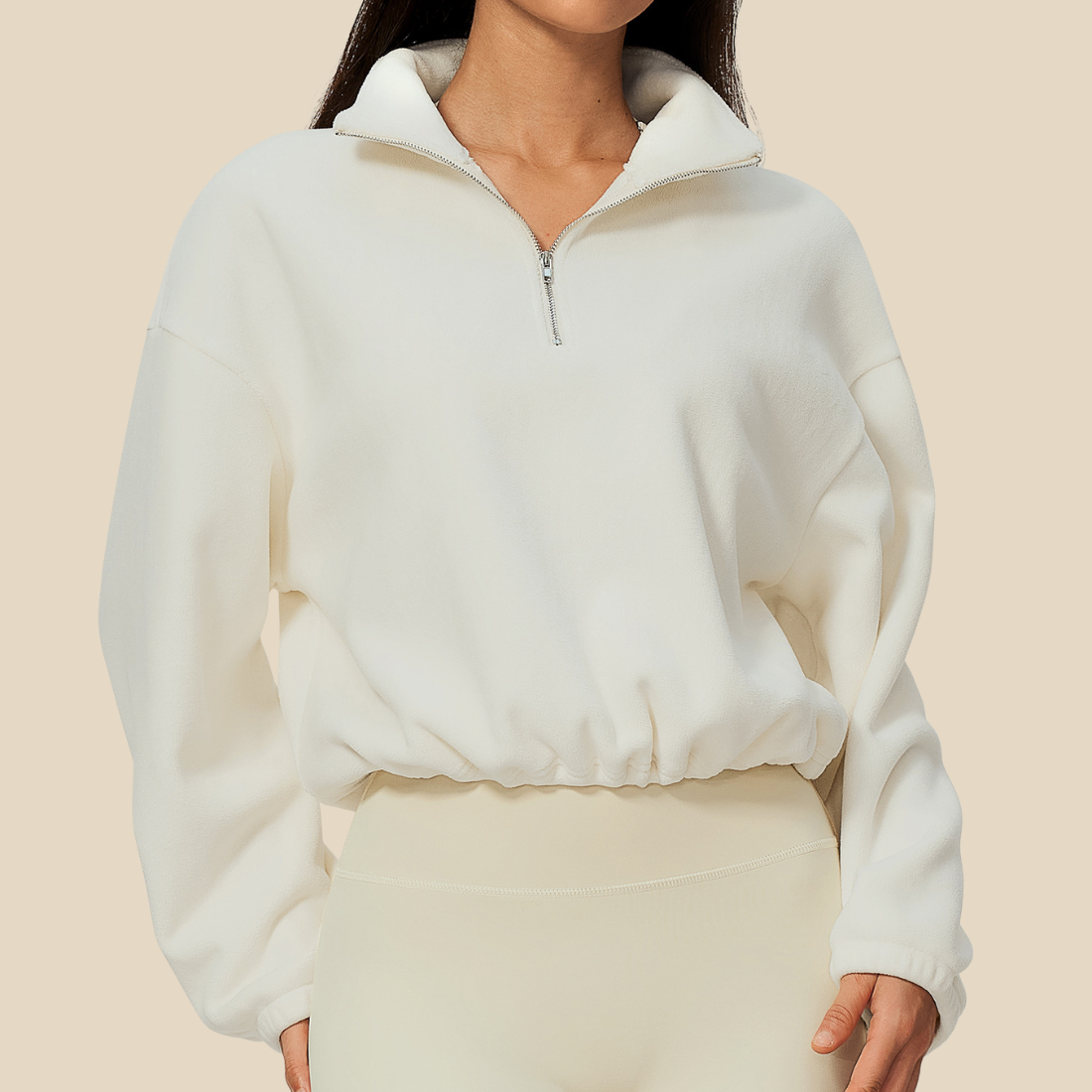 Wholesale Women's Activewear Fleece-Lined Stand-Collar Half-Zip Sweatshirt