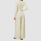 Wholesale Women's Brushed V-Neck Long Sleeve Top & Wide-Leg Pants Yoga Set