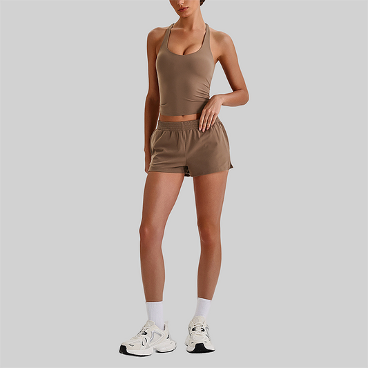Wholesale Naked-Feel Racerback Sports Bra & High-Waist Biker Shorts Set – Sculpting Yoga 2-Piece