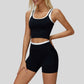 Two-piece contrasting sports tank top+sports shorts 2-piece set
