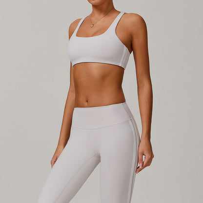 Nude Raceback Contrast Color Yoga Bra