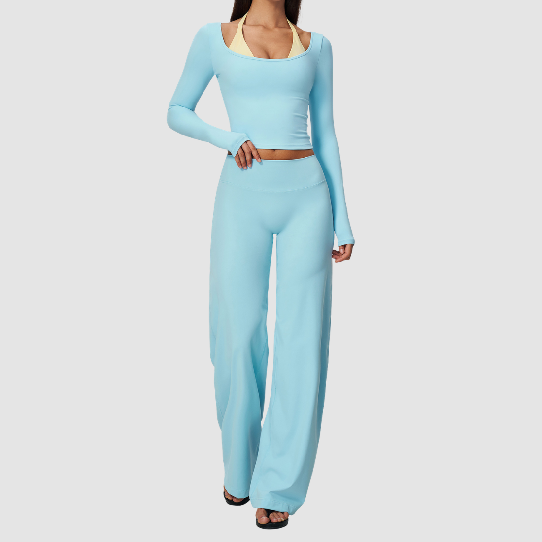 Wholesale Women’s Long-Sleeve & Wide-Leg Yoga Pants Set