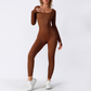 Women's Strapped Ribbed Jumpsuit Sports Yoga Bodysuit
