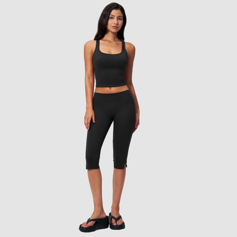 Wholesale Women's I-shape back Vest + Mid-Length Shorts Set - Butt-Lifting Yoga Gym Activewear