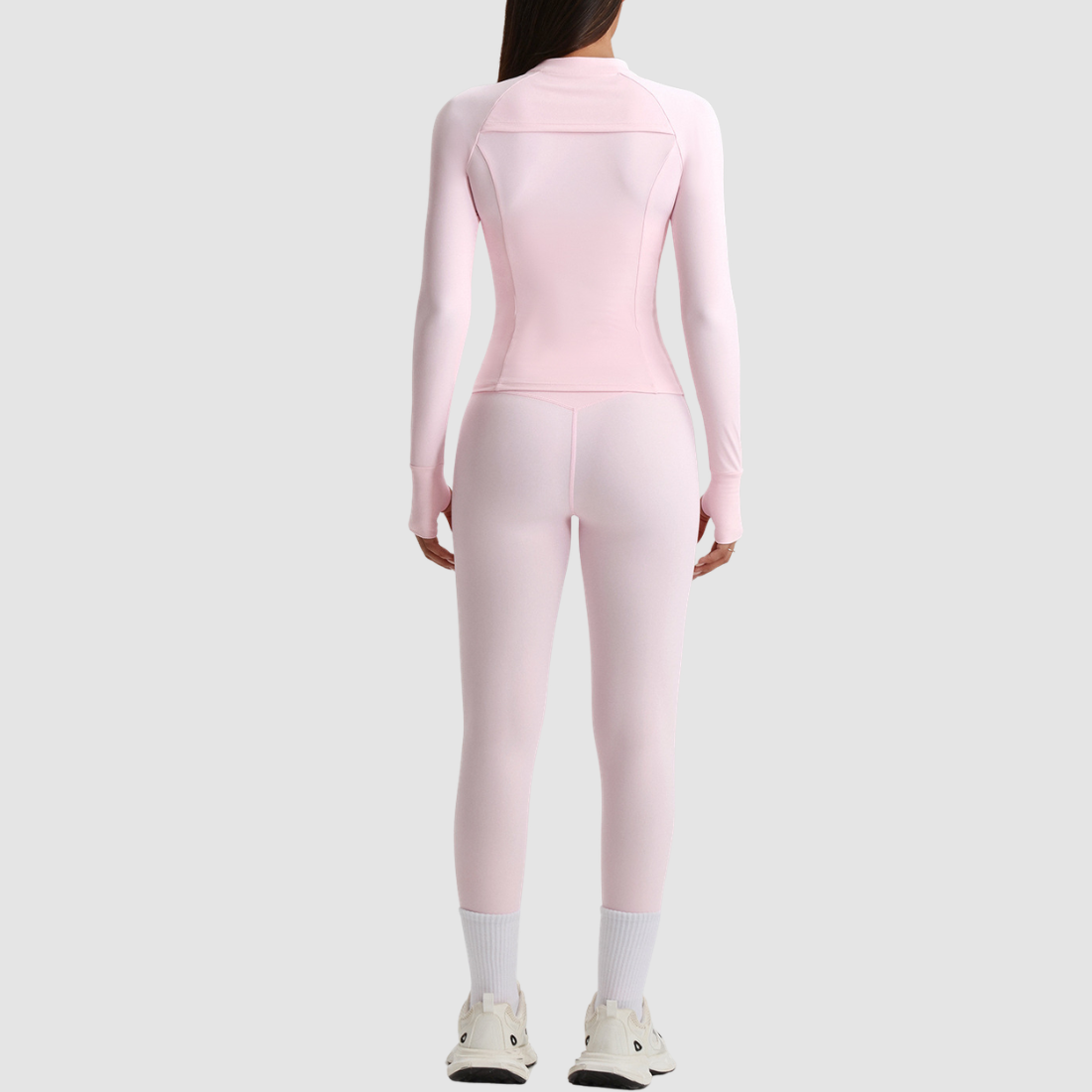 Women's Activewear Zip-up Long-Sleeve Jacket & Straight-Leg Pants Yoga Set