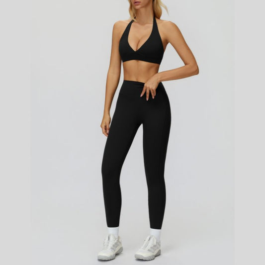 Wholesale Halter sports bra+High waisted leggings | Wonderxfans bulk activewear