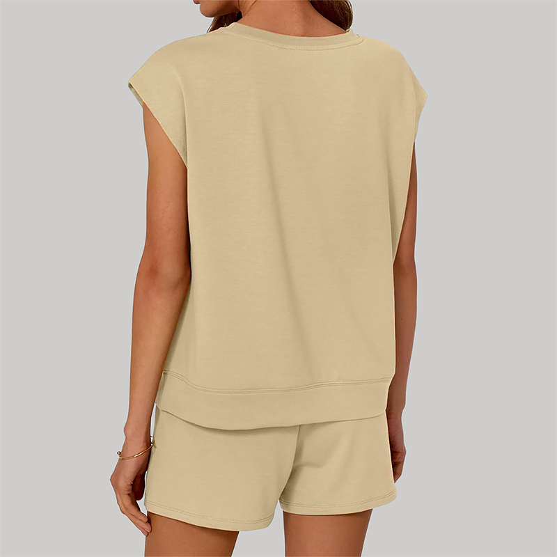 Wholesale Women's Relaxed Round Neck Short Sleeve Two-Piece Set