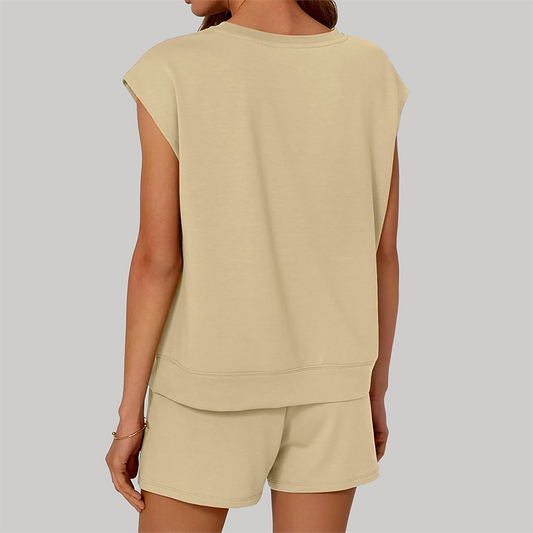 Wholesale Women's Relaxed Round Neck Short Sleeve Two-Piece Set