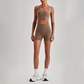 Wholesale Cross-Back Sports Bra & High-Waist Biker Shorts Set – Naked-Feel Quick-Dry Yoga 2-Piece