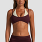 Wholesale Women's Halter Neck Faux Two-Piece Sports Bra with Adjustable Straps