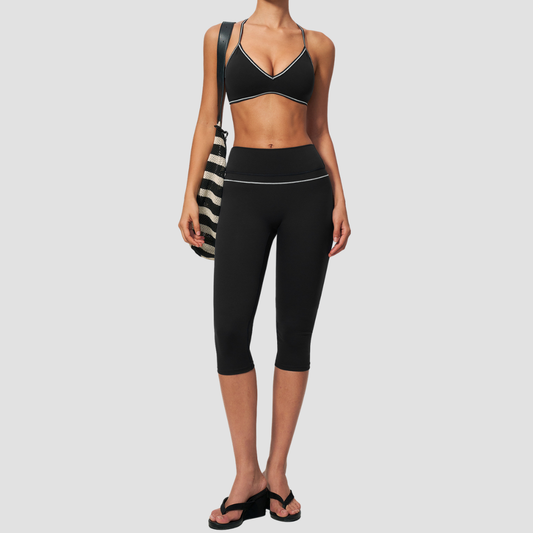 Wholesale Women's Colorblock Yoga Set: Sports Bra & Capri Pants – Tummy Control Butt Lift