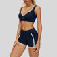 Beautiful Backless Sports Bra+Contrasting Fitness Shorts 2-piece set