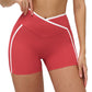 Women's contrasting color high-waisted athletic shorts