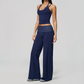 Wholesale Women's Polka Dot & Stripe Yoga Set Tank Top & Wide-Leg Pants w/ Chest Pad