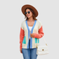 Wholesale Women’s Contrast Pocket Open-Front Knit Cardigan
