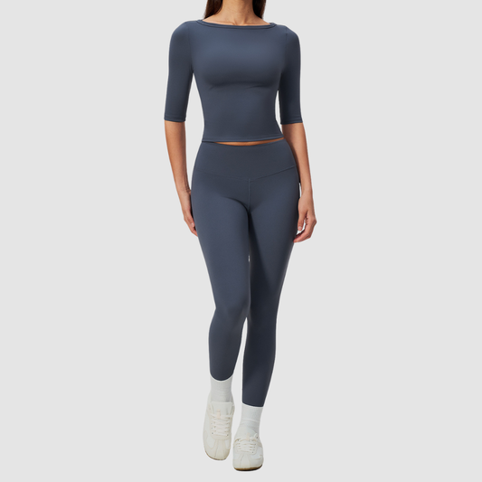 Wholesale Women’s Mid-Sleeve Top & High-Waist Leggings Yoga Set