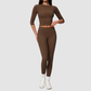 Wholesale Women's 3/4 Sleeve Crop Top & Full-Length Leggings Set – Seamless Yoga Activewear