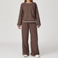 Contrasting Color long sleeve Sweatshirt + loose Sweatpants 2 pieces set