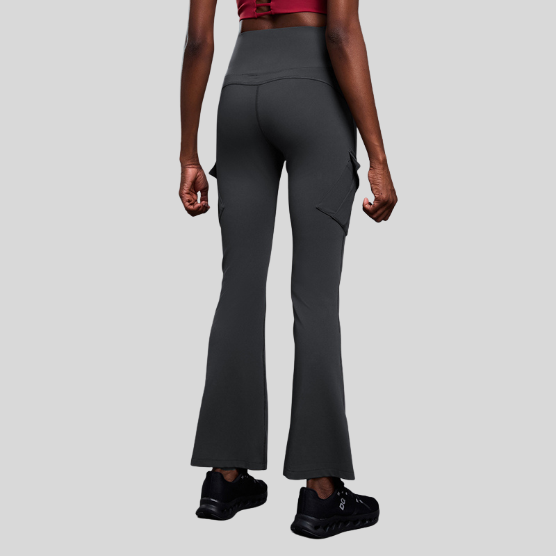 High-waisted cargo pocket flared pants