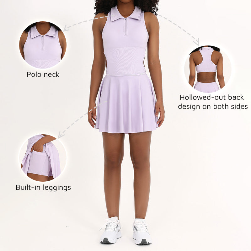 Vestido de tenis recortado de cuello de polo