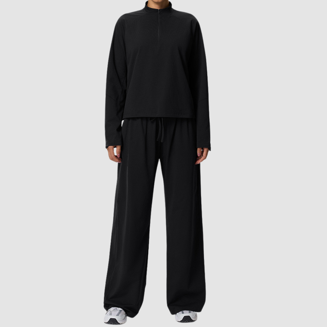 Wholesale Women’s Waffle Knit Active Set – Stand-Collar Long Sleeve & Pants
