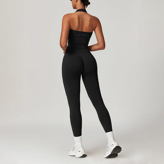 Wholesale Seamless Halterneck Threaded Yoga Bra | Wonderxfans bulk activewear