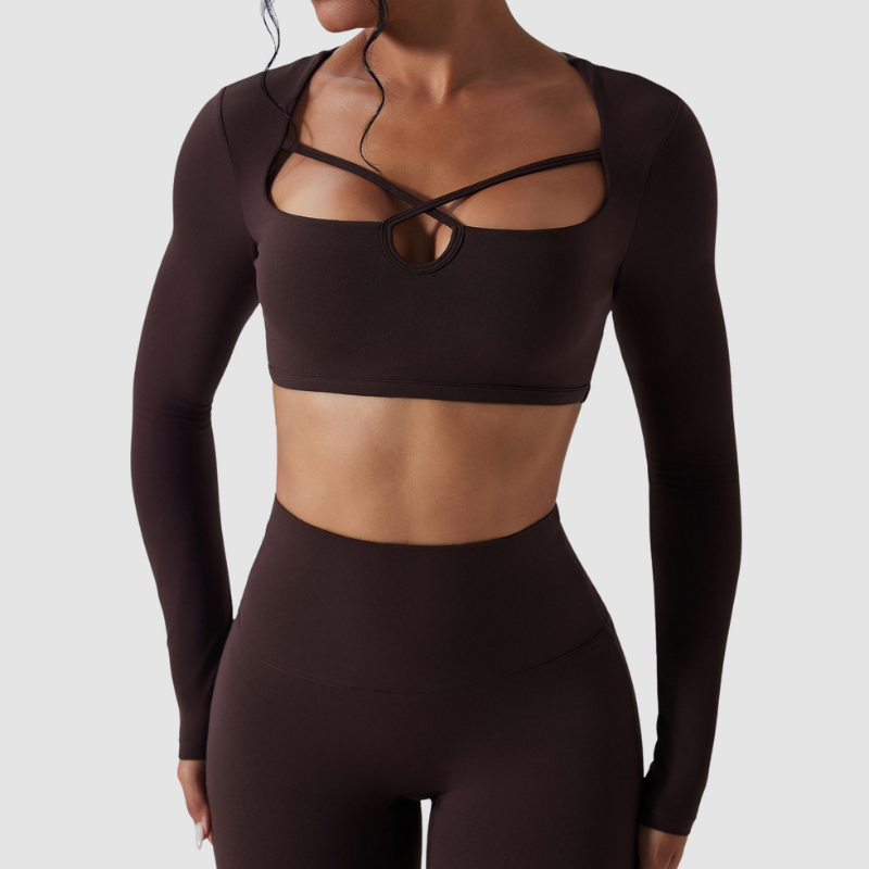 Wholesale cutout high-waisted top + flared pants