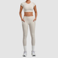 Wholesale Women's Naked-Feel Short Sleeve Crop Top + High-Waist Leggings Set – Moisture-Wicking Yoga Fitness Activewear
