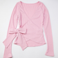 Wholesale Women's Ribbed V-Neck Tie-Front Long-Sleeve Yoga Cardigan