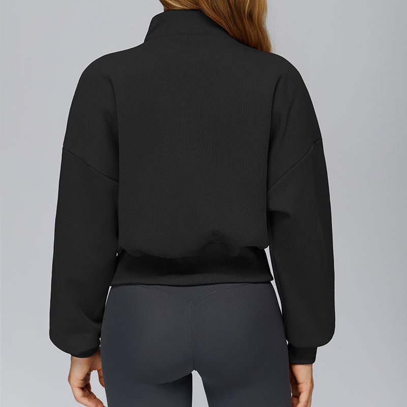 Windproof and warm short polar fleece sweatshirt