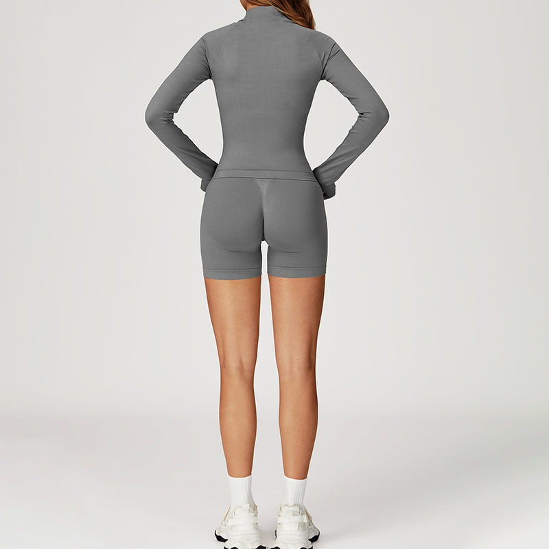 Snug-Fit Jacket + Butt-Lifting Shorts 2-Piece Set