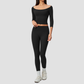 Wholesale Women High Elastic Slimming Mid sleeve T-shirt + High waist and hip lifting legging set