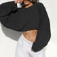 Washed Loose Fit Crop Top Sweatshirt