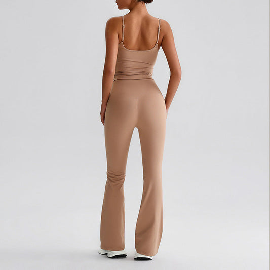 Thin straps tank top + Flared Leg pants 2-piece set
