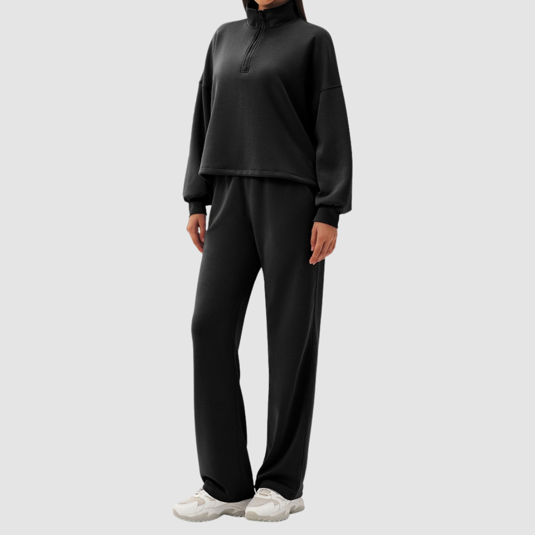 Wholesale Women's Modal Sports Set – Stand-Collar Sweatshirt & Straight-Leg Pants