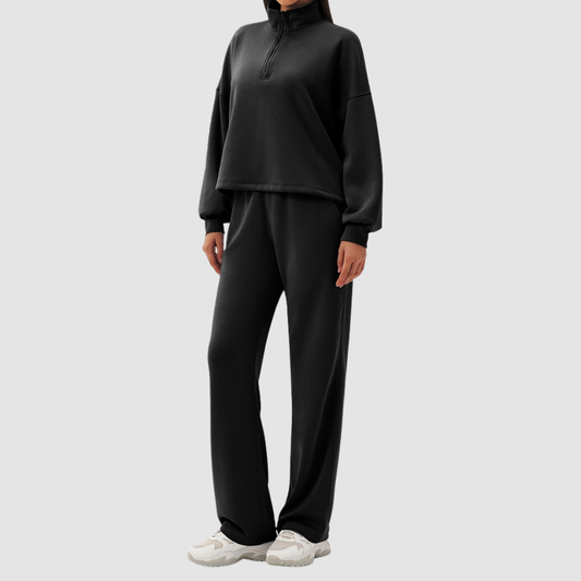 Wholesale Women's Modal Sports Set – Stand-Collar Sweatshirt & Straight-Leg Pants