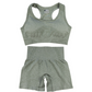 Seamless I-shaped backless bra and shorts two-piece set