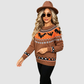 Wholesale Women's Halloween Witch Bat Jacquard Knit Sweater – Round-Neck Raglan Pullover