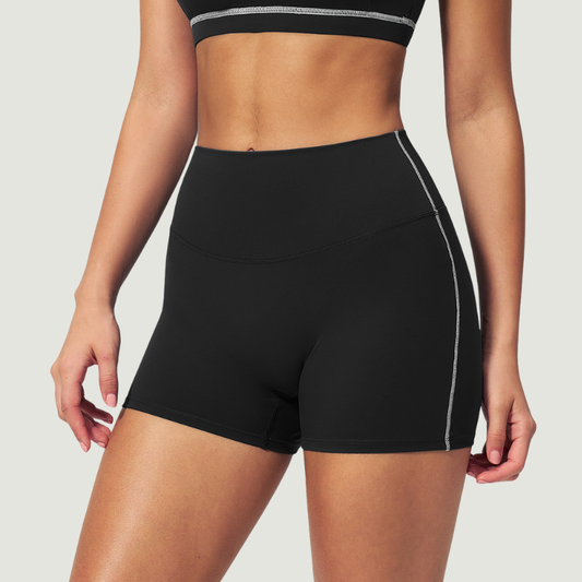 Wholesale Women's Seam-Detail Colorblock High-Waist Booty Shorts – Butt-Lifting Yoga Gym Activewear