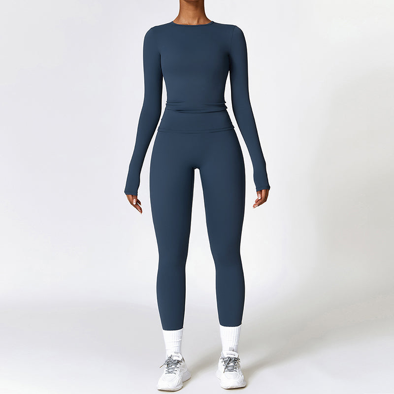 Pinsel Long Sleeve Sport Top & High Taille Fitness Leggings 2 -teiliges Set