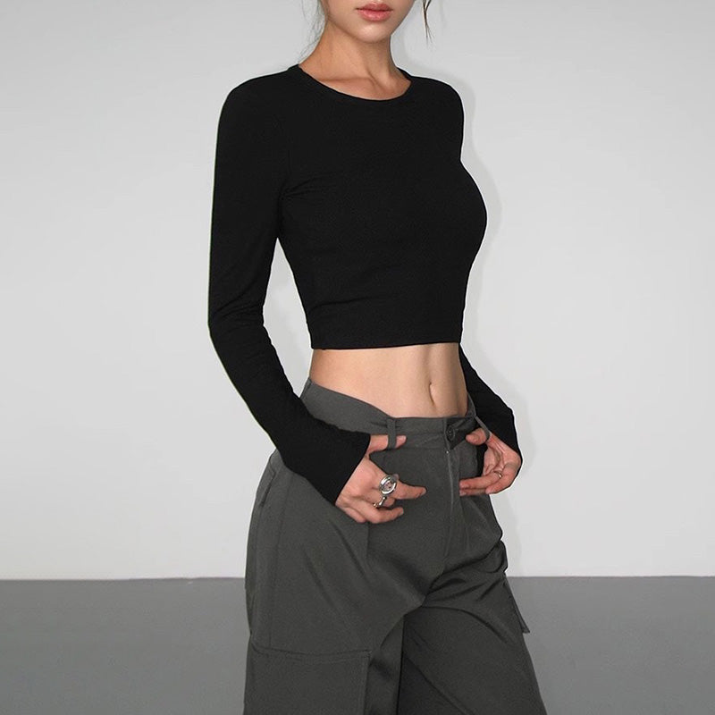 Wholesale women's sports long sleeve tops with hollow back