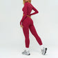 Slim-fitting long-sleeved top + tight-fitting athletic leggings 2-piece set