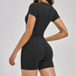 Wholesale solid color short sleeved T-shirt+high waisted shorts 2-piece set