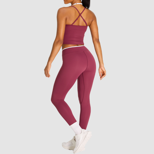 Wholesale Women's Color Block Racerback Sports Bra & High-Waist Leggings Set – Naked Feel Yoga Gym Activewear