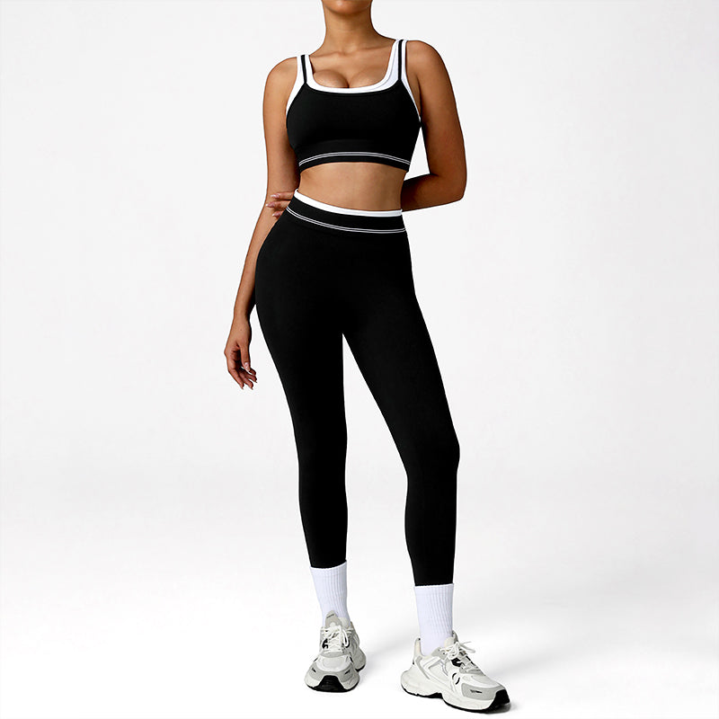 Wholesale faux two-piece sports bra + leggings