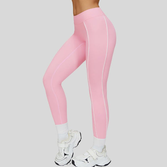 High-waisted contrasting color leggings