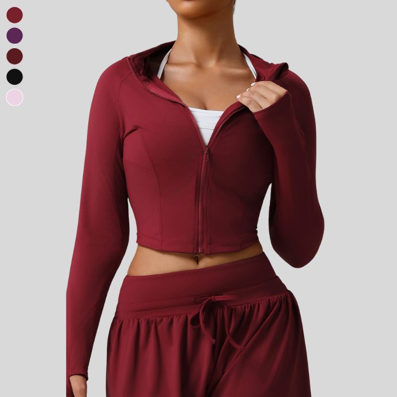 Slim fit cropped long-sleeved yoga jacket